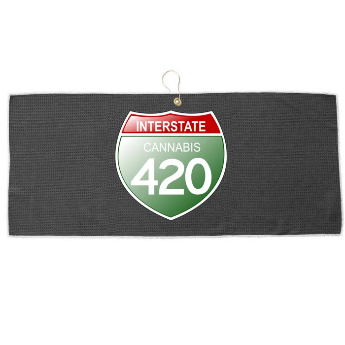 Funny Interstate 420 in the state of Cannabis Marijuana Weed Large Microfiber Waffle Golf Towel