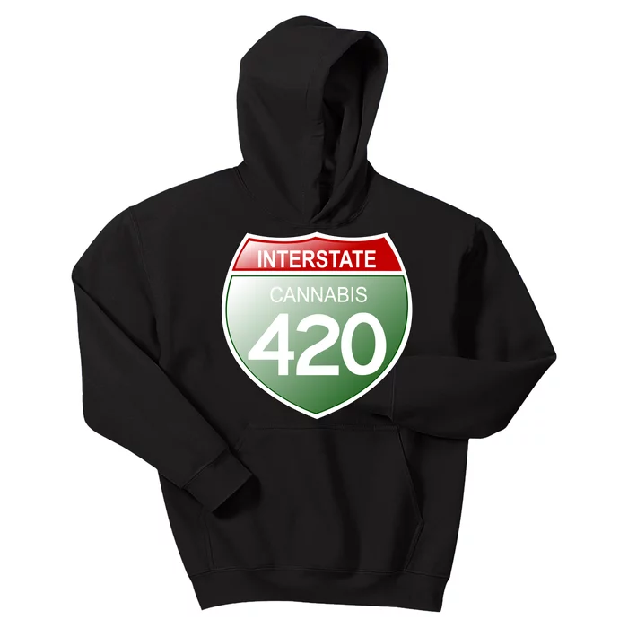 Funny Interstate 420 in the state of Cannabis Marijuana Weed Kids Hoodie