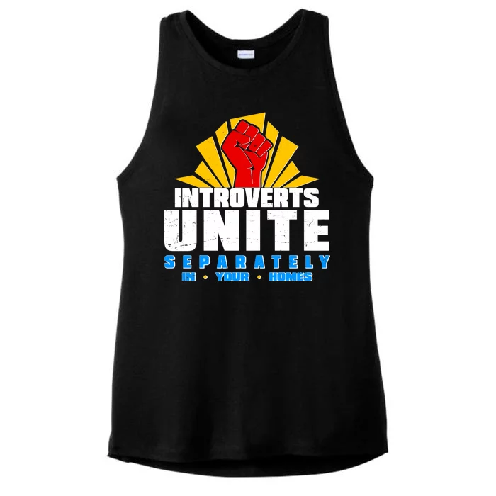 Funny Introverts Unite Separately In Your Homes Ladies Tri-Blend Wicking Tank