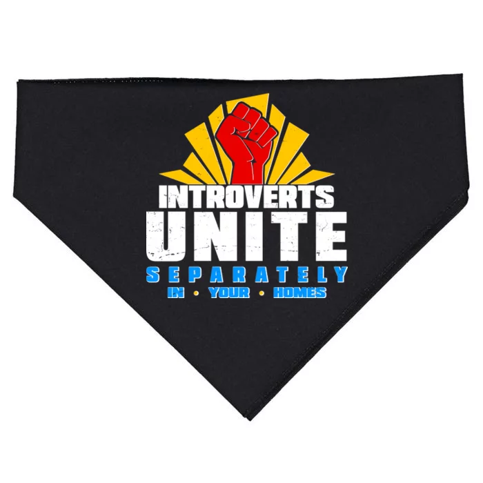 Funny Introverts Unite Separately In Your Homes USA-Made Doggie Bandana