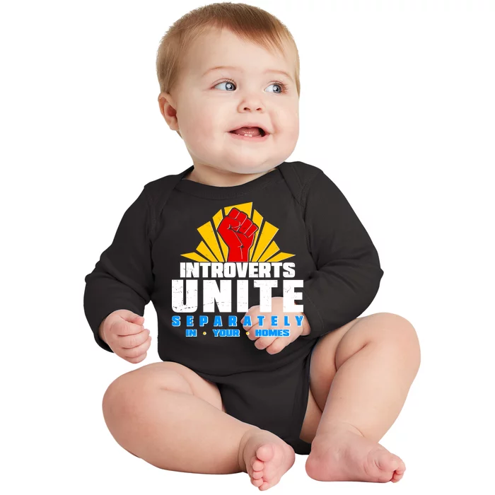 Funny Introverts Unite Separately In Your Homes Baby Long Sleeve Bodysuit