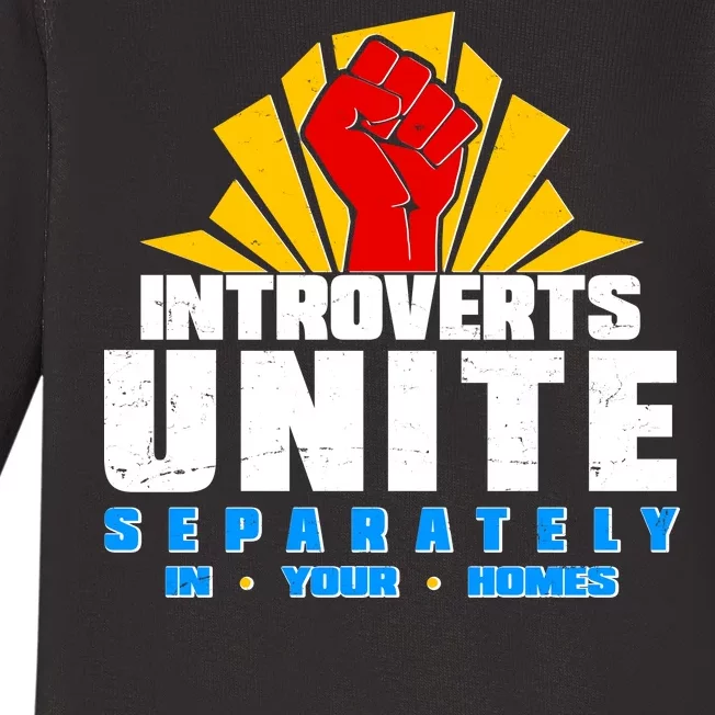 Funny Introverts Unite Separately In Your Homes Baby Long Sleeve Bodysuit