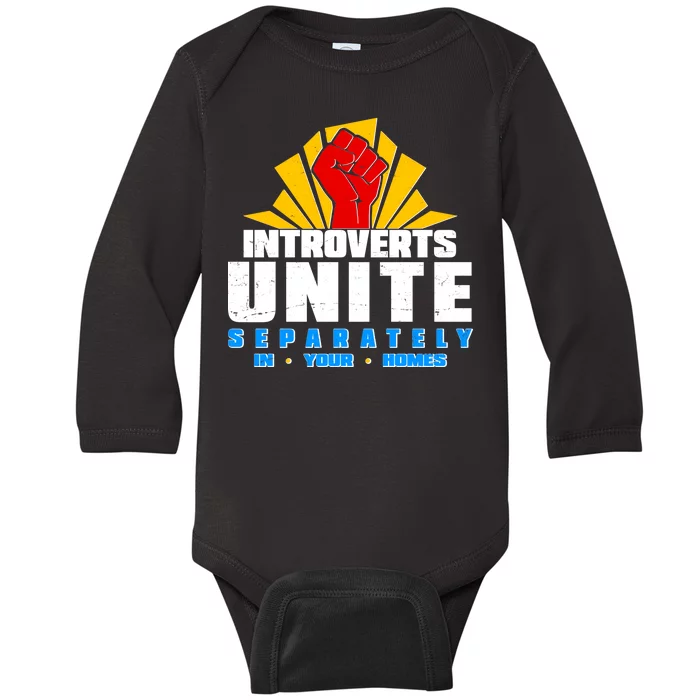 Funny Introverts Unite Separately In Your Homes Baby Long Sleeve Bodysuit