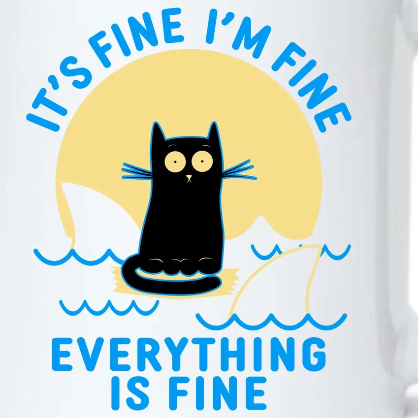 Funny It's Fine I'm Fine Everything Is Fine Shark Cat Black Color Changing Mug