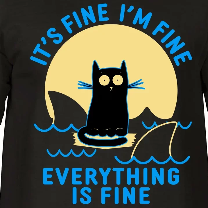 Funny It's Fine I'm Fine Everything Is Fine Shark Cat Comfort Colors T-Shirt