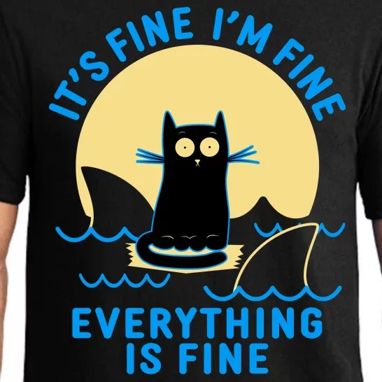 Funny It's Fine I'm Fine Everything Is Fine Shark Cat Pajama Set