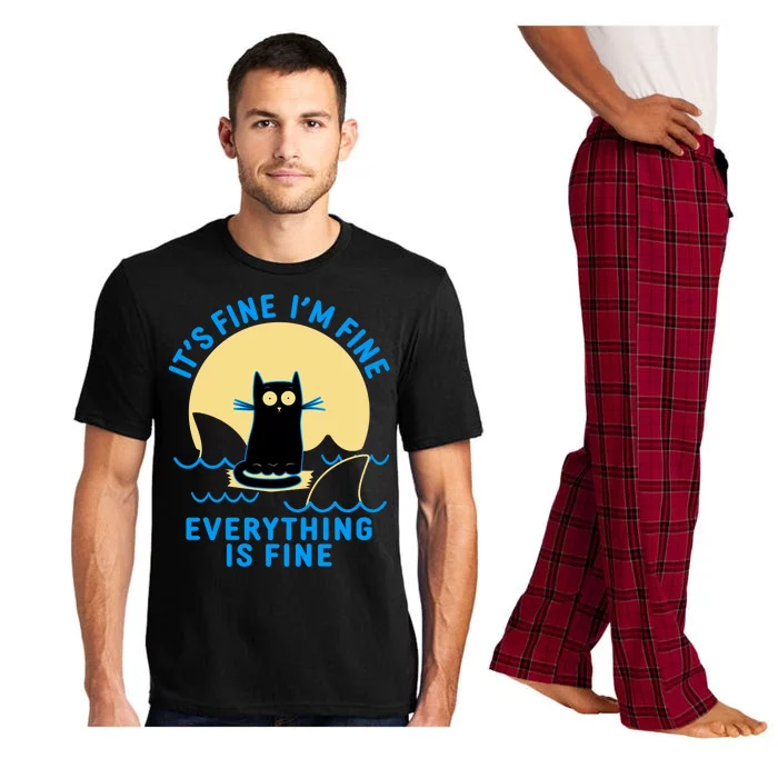 Funny It's Fine I'm Fine Everything Is Fine Shark Cat Pajama Set