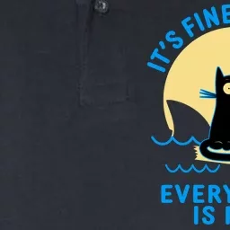 Funny It's Fine I'm Fine Everything Is Fine Shark Cat Softstyle Adult Sport Polo