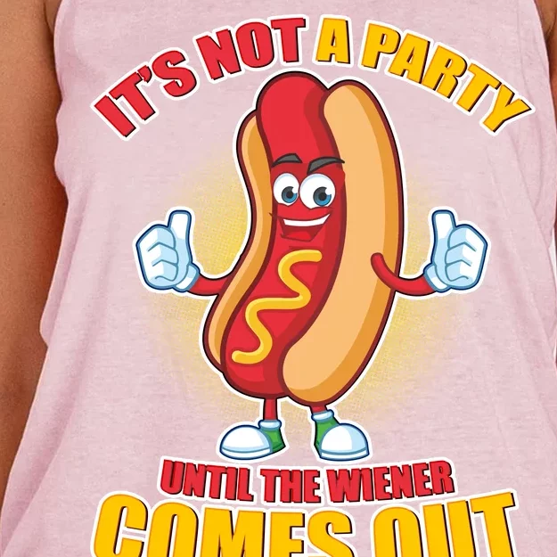 Funny It's Not A Party Until The Wiener Comes Out Women's Knotted Racerback Tank