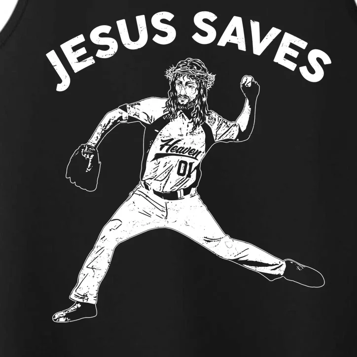 Funny Jesus Saves Baseball Performance Tank