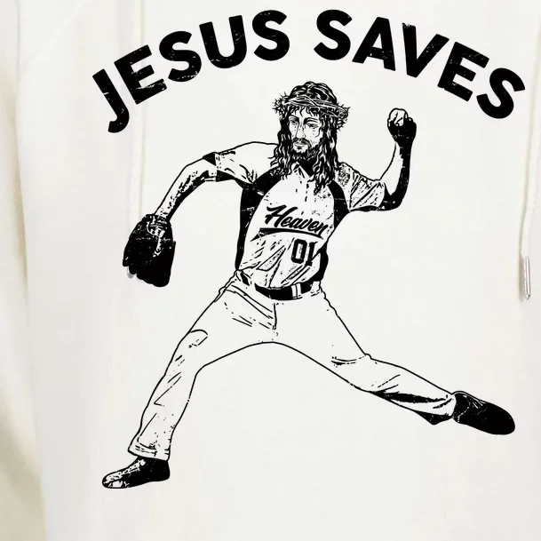 Funny Jesus Saves Baseball Womens Funnel Neck Pullover Hood