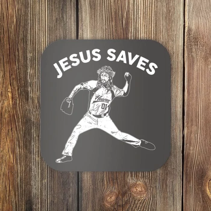 Funny Jesus Saves Baseball Coaster