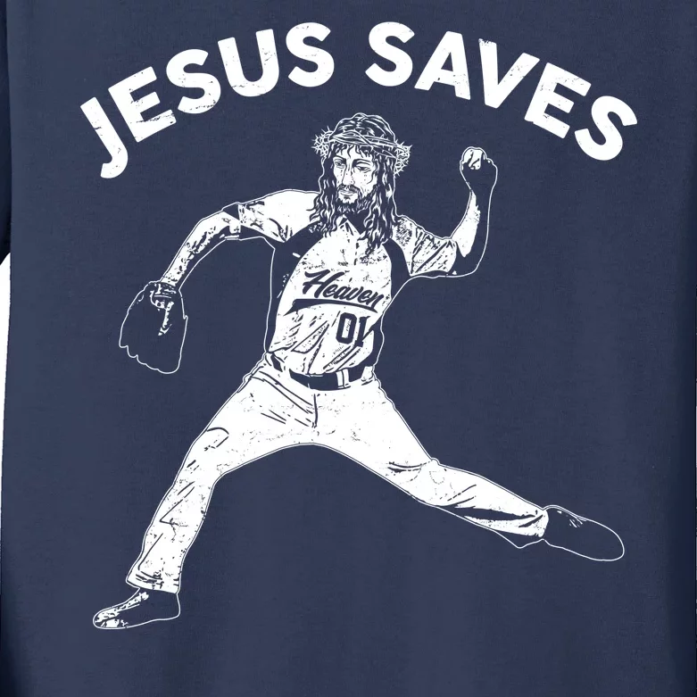 Funny Jesus Saves Baseball Kids Long Sleeve Shirt