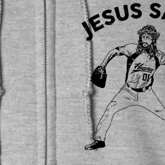 Funny Jesus Saves Baseball Full Zip Hoodie