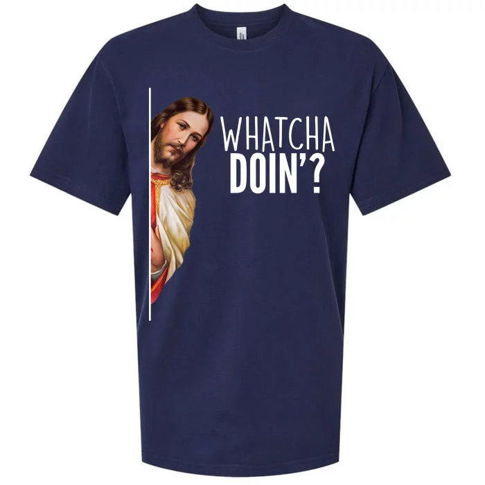 Funny Jesus Whatcha Doin' Sueded Cloud Jersey T-Shirt