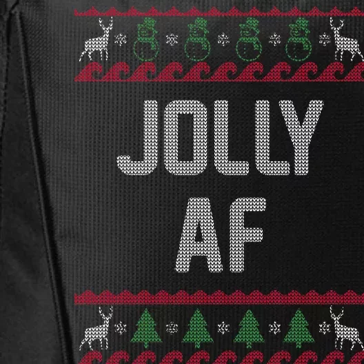 Funny Jolly AF Ugly Christmas Sweater Style City Backpack