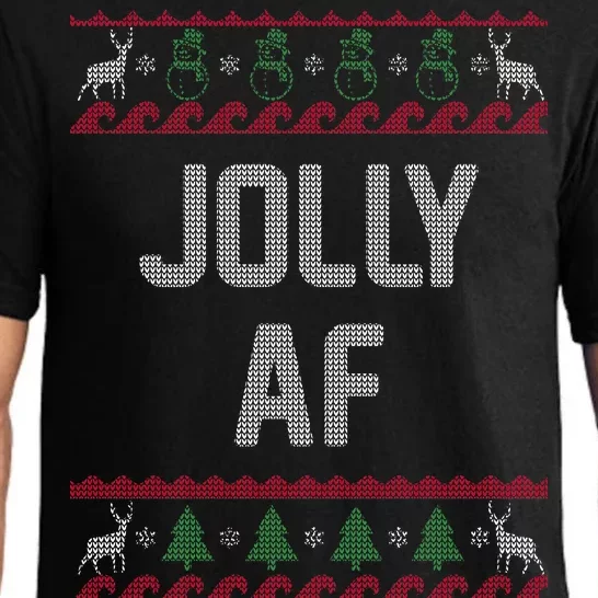 Funny Jolly AF Ugly Christmas Sweater Style Pajama Set