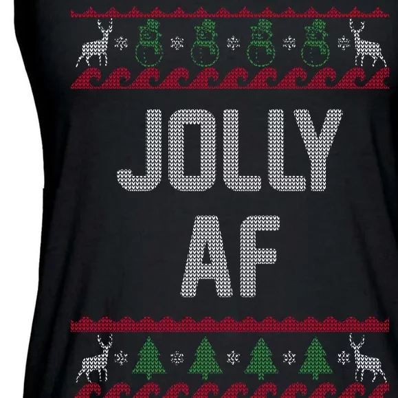 Funny Jolly AF Ugly Christmas Sweater Style Ladies Essential Flowy Tank