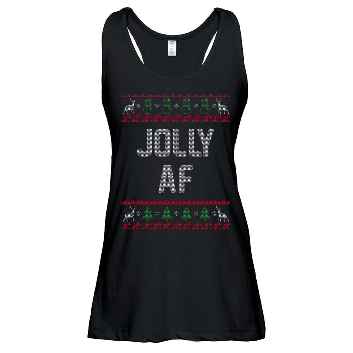 Funny Jolly AF Ugly Christmas Sweater Style Ladies Essential Flowy Tank