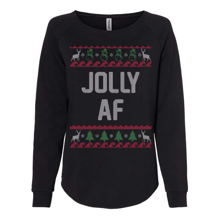 Funny Jolly AF Ugly Christmas Sweater Style Womens California Wash Sweatshirt