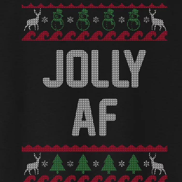 Funny Jolly AF Ugly Christmas Sweater Style Women's Crop Top Tee