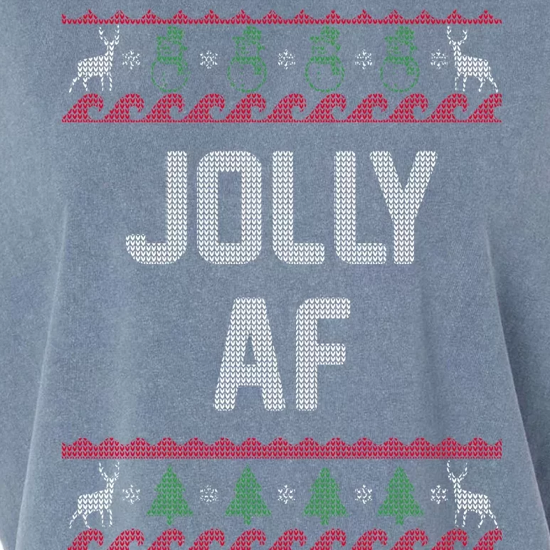 Funny Jolly AF Ugly Christmas Sweater Style Garment-Dyed Women's Muscle Tee