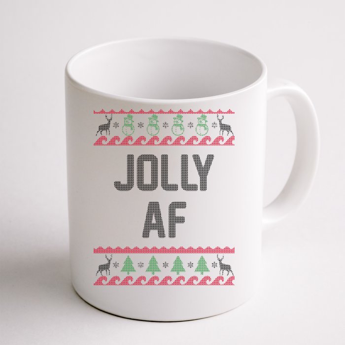 Funny Jolly AF Ugly Christmas Sweater Style Front & Back Coffee Mug