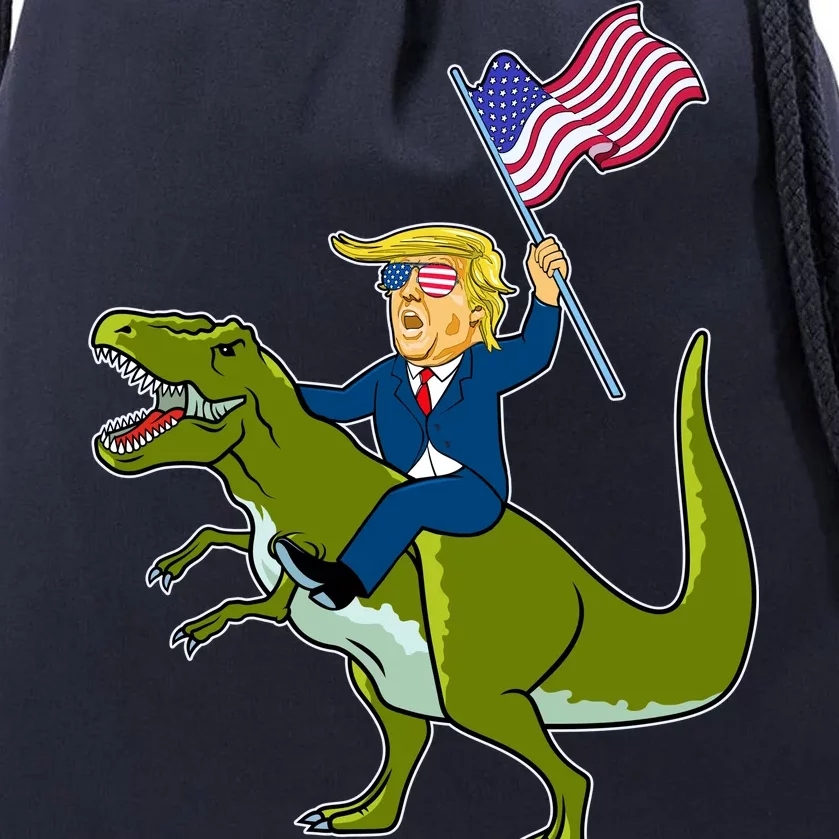 Funny July 4th Donald Trump T-Rex Drawstring Bag