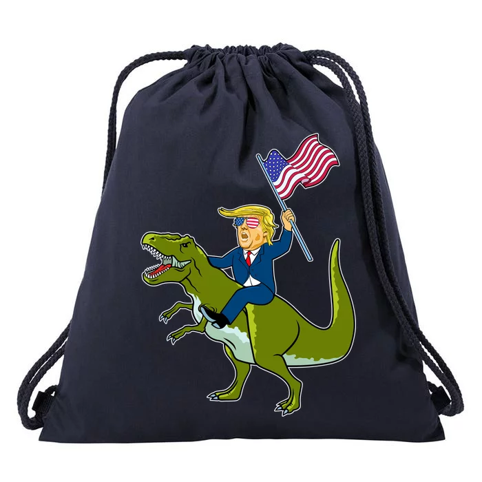 Funny July 4th Donald Trump T-Rex Drawstring Bag