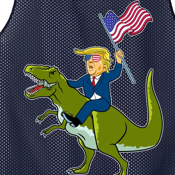 Funny July 4th Donald Trump T-Rex Mesh Reversible Basketball Jersey Tank