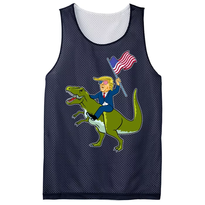 Funny July 4th Donald Trump T-Rex Mesh Reversible Basketball Jersey Tank