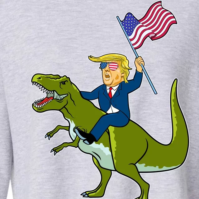 Funny July 4th Donald Trump T-Rex Cropped Pullover Crew