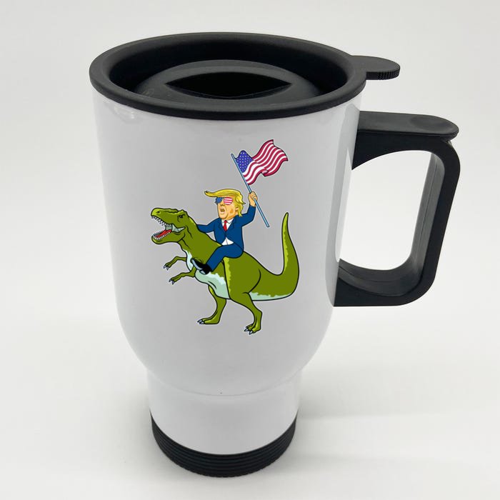 Funny July 4th Donald Trump T-Rex Front & Back Stainless Steel Travel Mug