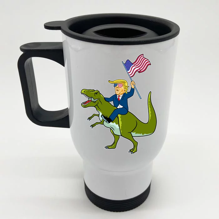 Funny July 4th Donald Trump T-Rex Front & Back Stainless Steel Travel Mug