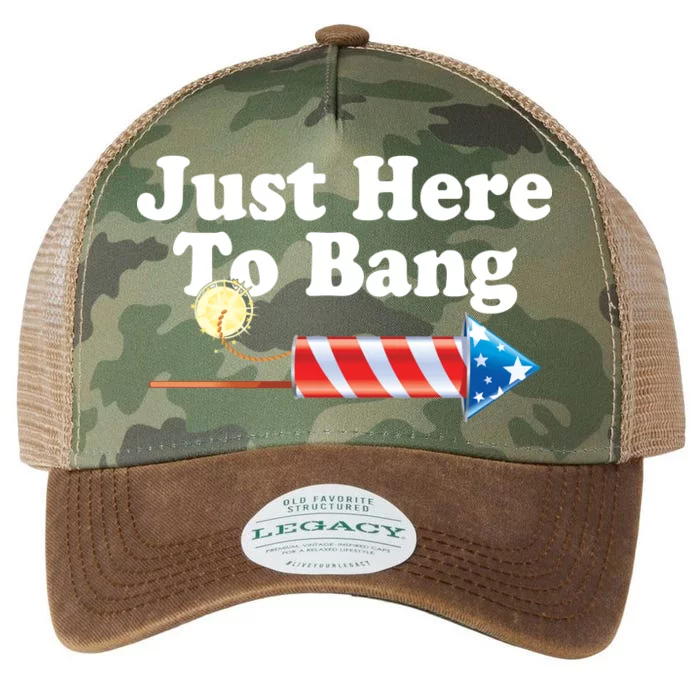 Funny July 4th Just Here To Bang Legacy Tie Dye Trucker Hat