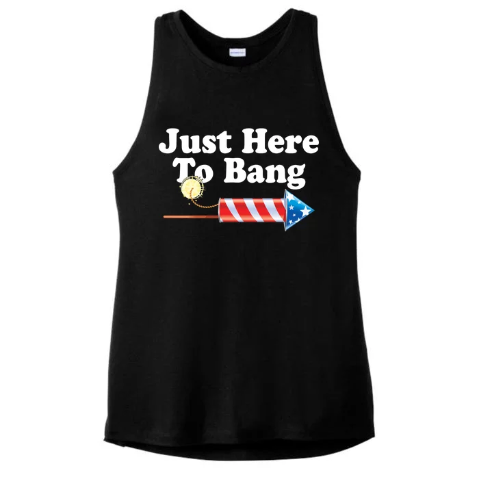 Funny July 4th Just Here To Bang Ladies Tri-Blend Wicking Tank