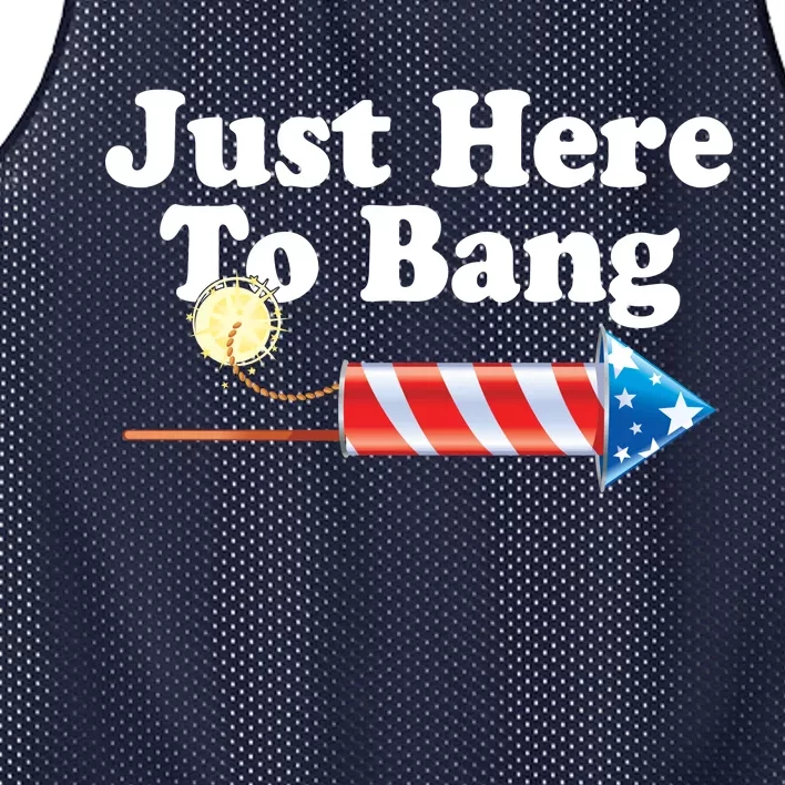 Funny July 4th Just Here To Bang Mesh Reversible Basketball Jersey Tank