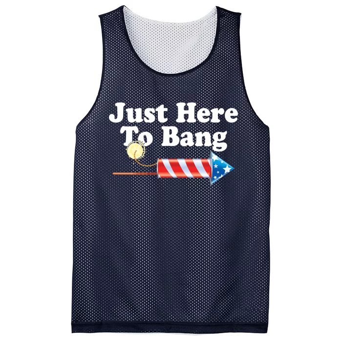 Funny July 4th Just Here To Bang Mesh Reversible Basketball Jersey Tank