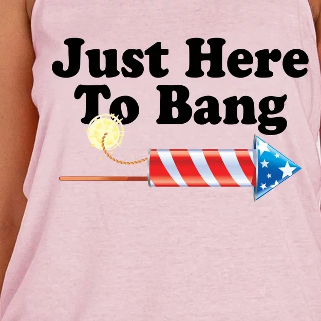 Funny July 4th Just Here To Bang Women's Knotted Racerback Tank