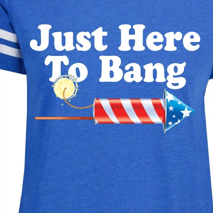 Funny July 4th Just Here To Bang Enza Ladies Jersey Football T-Shirt