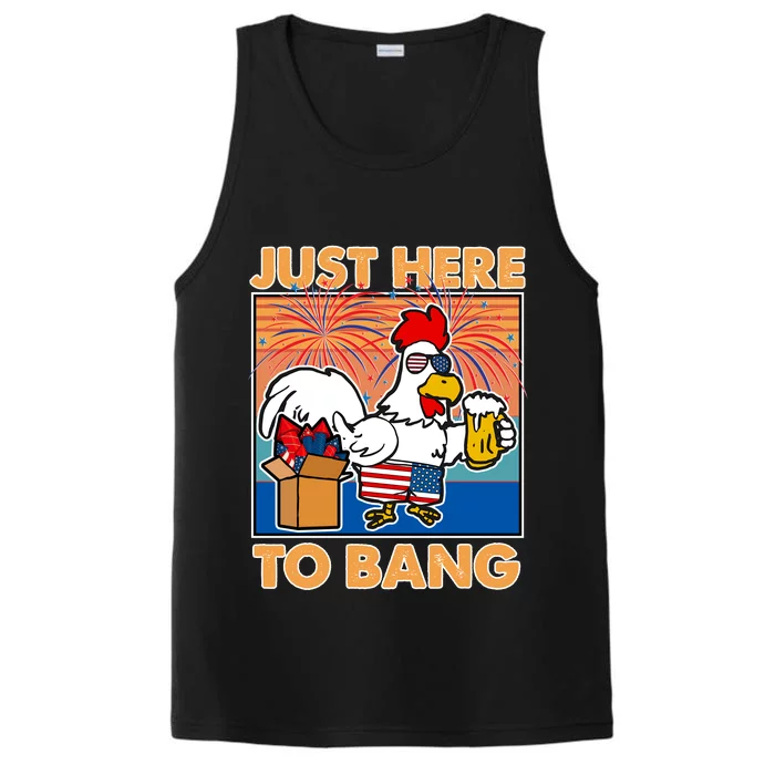 Funny Just Here To Bang Fireworks Beer Chicken Performance Tank