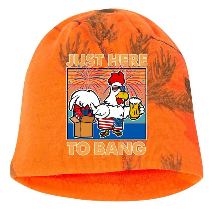 Funny Just Here To Bang Fireworks Beer Chicken Kati - Camo Knit Beanie