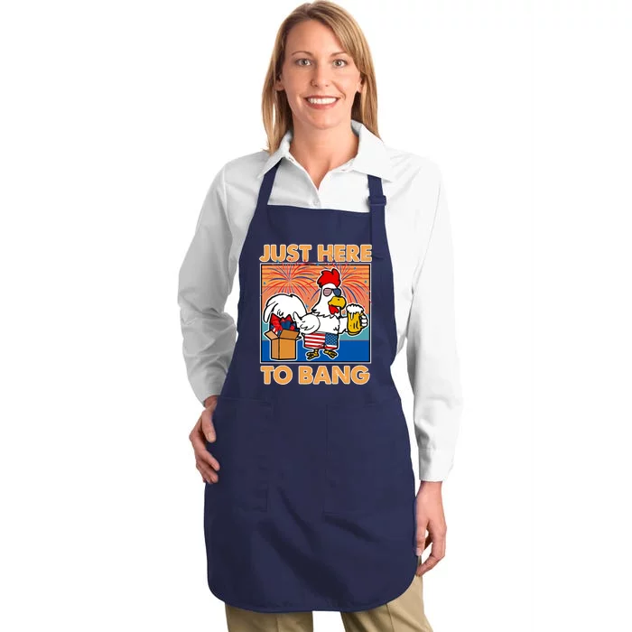 Funny Just Here To Bang Fireworks Beer Chicken Full-Length Apron With Pocket