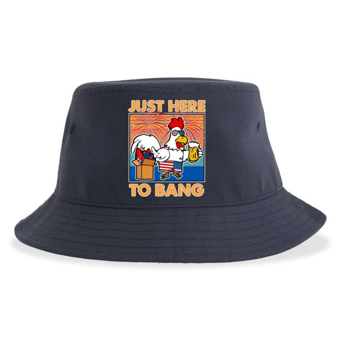 Funny Just Here To Bang Fireworks Beer Chicken Sustainable Bucket Hat