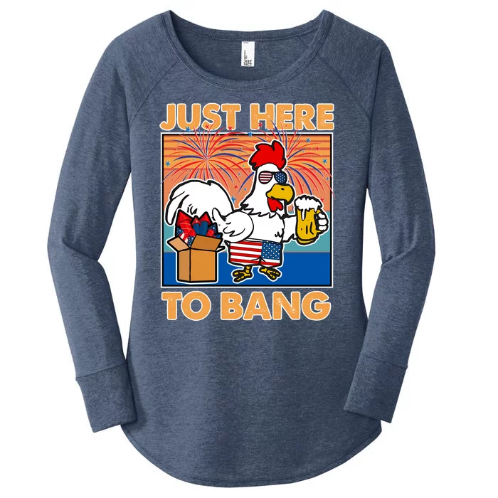 Funny Just Here To Bang Fireworks Beer Chicken Women's Perfect Tri Tunic Long Sleeve Shirt