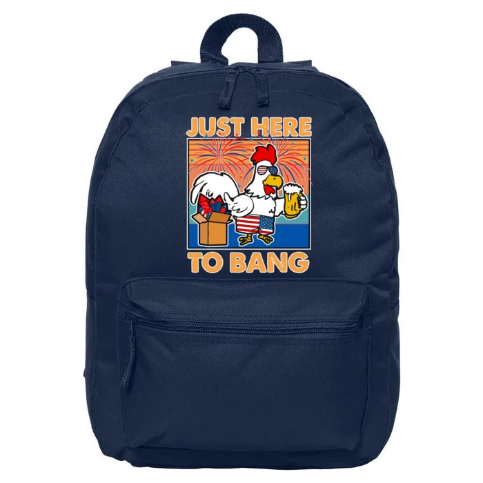 Funny Just Here To Bang Fireworks Beer Chicken 16 in Basic Backpack