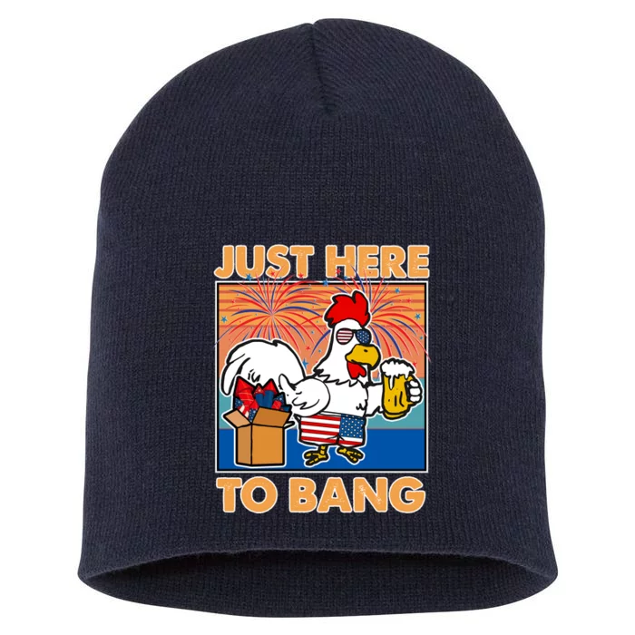 Funny Just Here To Bang Fireworks Beer Chicken Short Acrylic Beanie