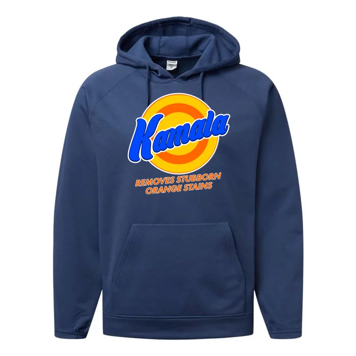 Funny Kamala Removes Stubborn Orange Stains Performance Fleece Hoodie