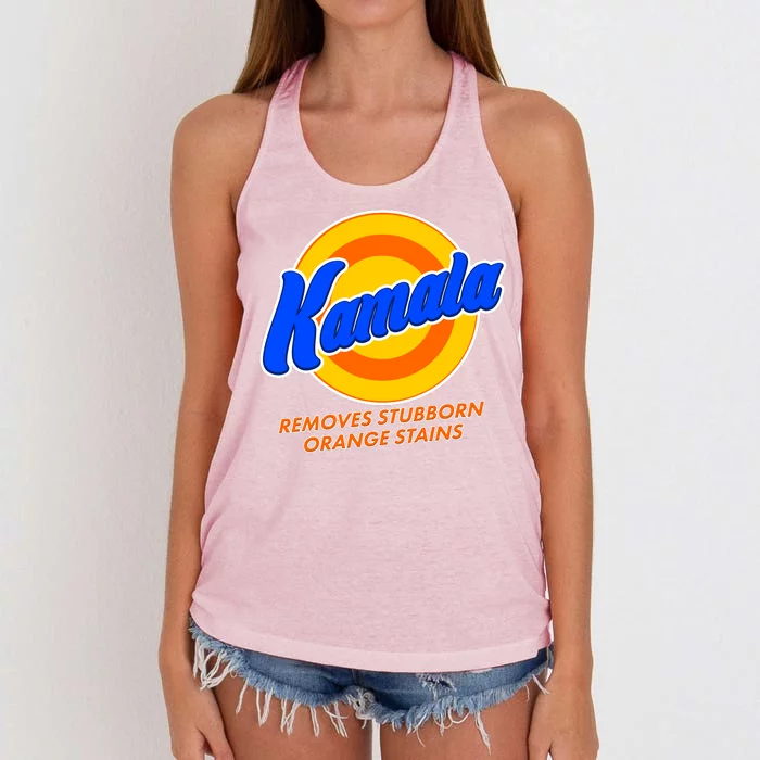 Funny Kamala Removes Stubborn Orange Stains Women's Knotted Racerback Tank