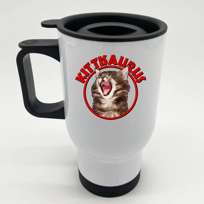 Funny Kittisaurus Front & Back Stainless Steel Travel Mug